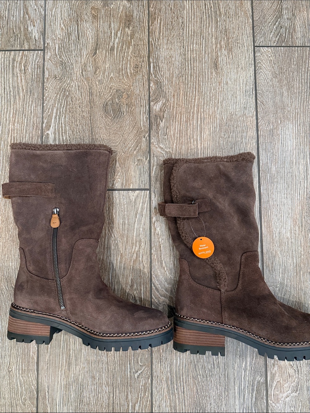 Kenneth Cole Gentle Souls Brown Suede Mid-Calf Boots